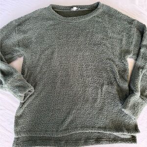 Chenault Soft Textured Olive Green Crewneck Sweater